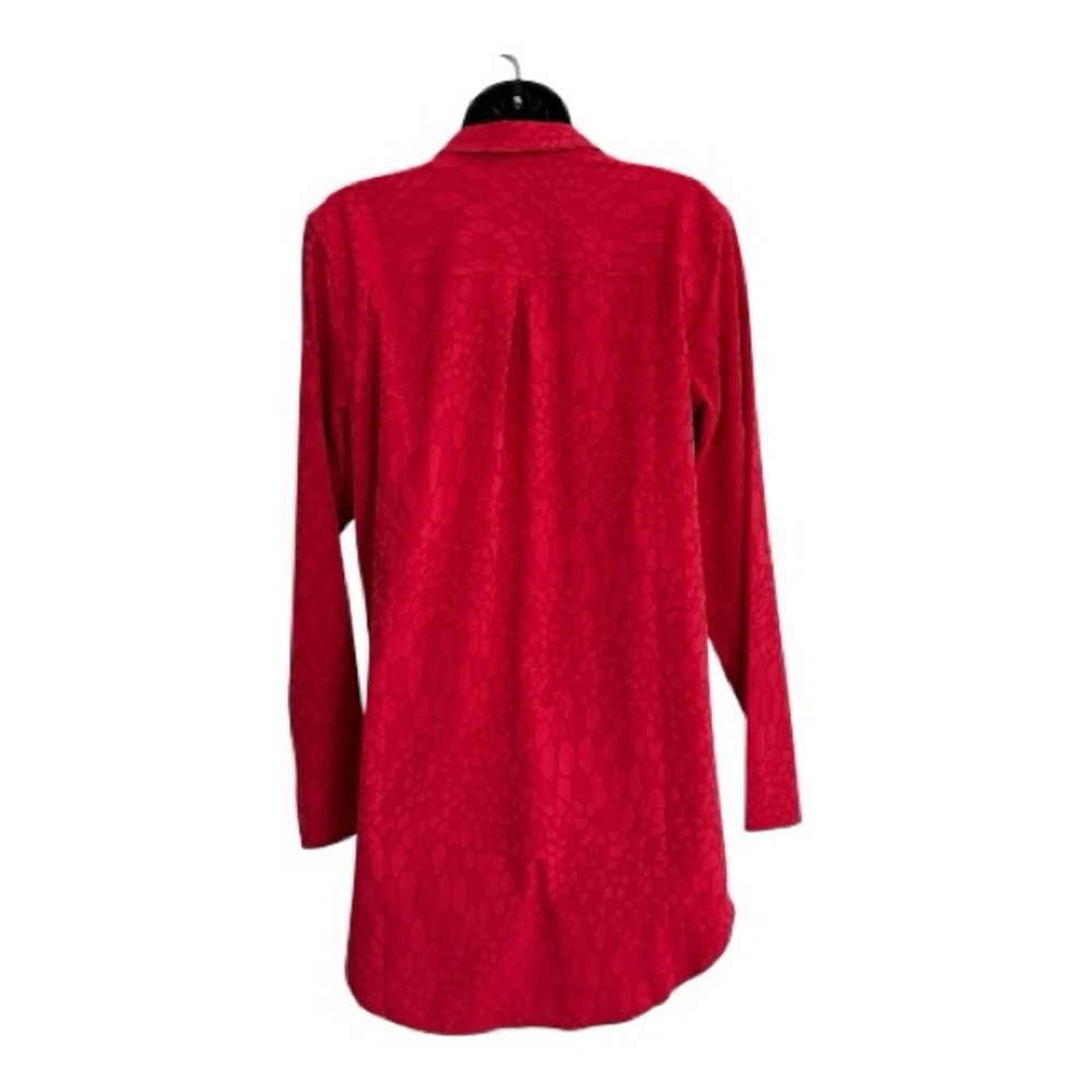 Athleta Urbanite Textured Red Button-Front Long Sleeve Shirt Sz M - Picture 3 of 10